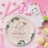 Het beste moet nog komen Blush Floral Afstudeerder Papieren Bordje (Feest)