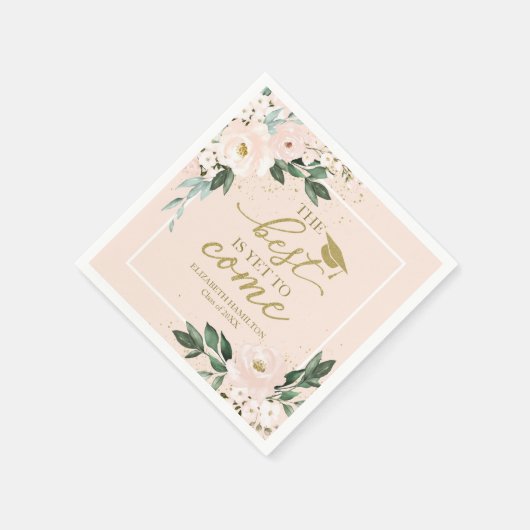 Het beste moet nog komen Blush Floral Afstudeerder Servet (Hoek)