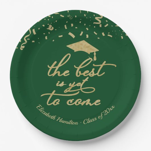 Het beste moet nog komen Gouden Groene Afstudeerde Papieren Bordje (Voorkant)