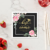 Het beste moet nog komen Hot Pink Floral Afstudeer Servet (Insitu)