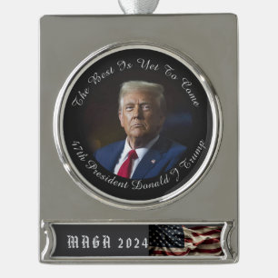 Het beste moet nog komen MAGA Donald Trump Ornamen Verzilverd Banner Ornament