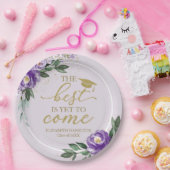 Het beste moet nog komen Paarse bloemenfeest Afstu Papieren Bordje (Feest)