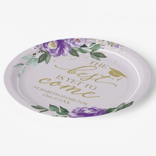 Het beste moet nog komen Paarse bloemenfeest Afstu Papieren Bordje (Gekanteld)