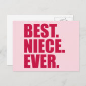 Het beste. Nichtje. Ooit. (roze) Briefkaart (Voorkant / Achterkant)