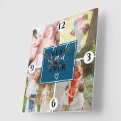 Het beste pap script 4 foto collage grid roze vierkante klok (Hoek)