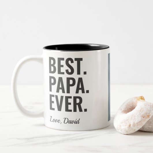 Het beste. Papa. Ooit. Vaderdag Foto Tweekleurige Koffiemok (Met donut)