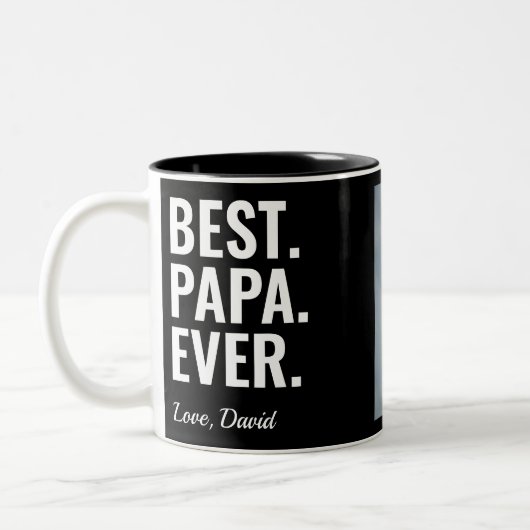 Het beste. Papa. Ooit. Vaderdag Photo Two-Tone Cof Tweekleurige Koffiemok (Links)