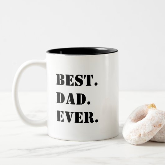 Het beste. Papa. Ooit. Zwarte Stencil Tweekleurige Koffiemok (Met donut)