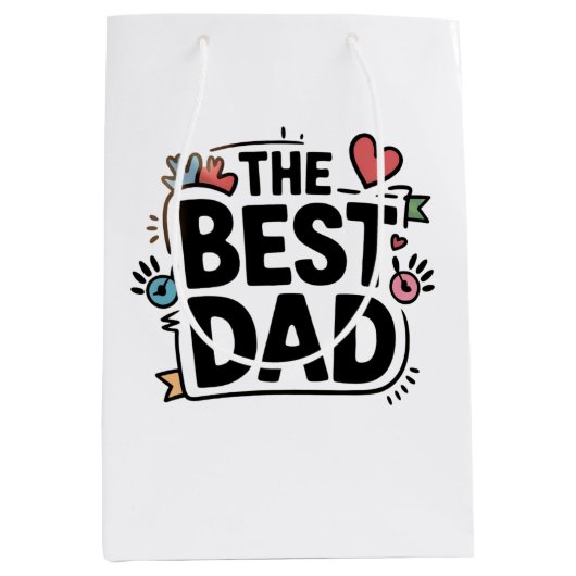 Het beste papa tekstontwerp medium cadeauzakje (Voorkant)