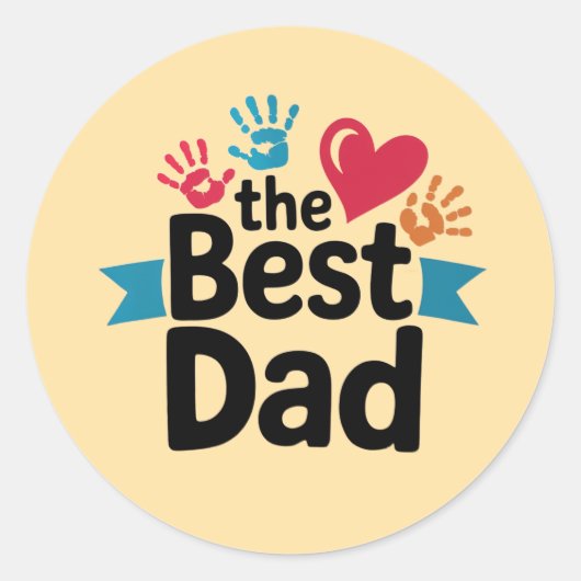 Het beste papa tekstontwerp ronde sticker (Voorkant)
