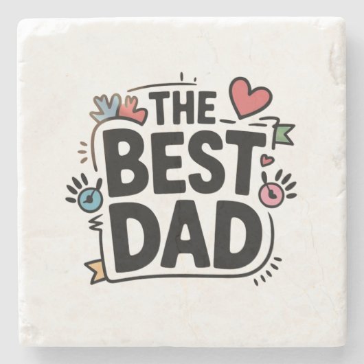 Het beste papa tekstontwerp stenen onderzetter (Voorkant)
