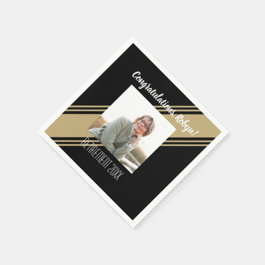 Het beste! Retiree Custom Photo party Napkins Servet (Hoek)