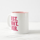 Het beste. Tante. Ooit. (roze) Tweekleurige Koffiemok (Voorkant links)