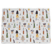 Het beste wensen kerstpatroon schattige pijnboom g groot cadeauzakje (Voorkant)