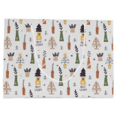 Het beste wensen kerstpatroon schattige pijnboom g groot cadeauzakje (Achterkant)