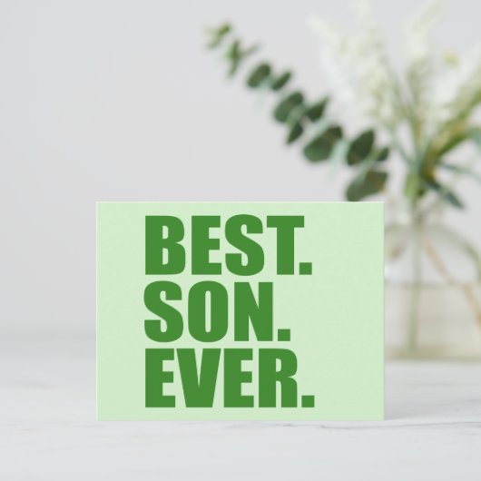 Het beste. Zoon. Ooit. (groen) Briefkaart (Staand voorkant)