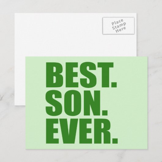 Het beste. Zoon. Ooit. (groen) Briefkaart (Voorkant / Achterkant)
