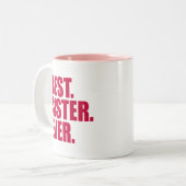 Het beste. Zuster. Ooit. (roze) Tweekleurige Koffiemok (Voorkant links)