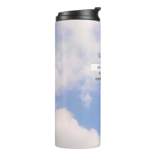 Het bestratende blauwe bijbel Verse Witte Kruis Thermosbeker (Gedraaid links)