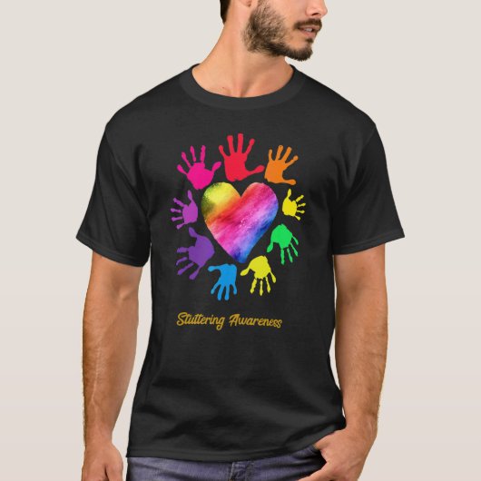 Het bestuderen van Bewustmaking Hands Stuttering T-shirt (Voorkant)