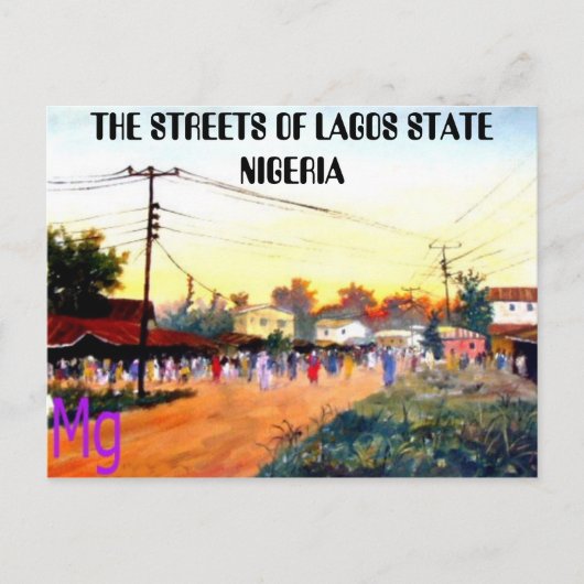 HET BETALEN VAN 10 exemplaar, DE STREETS VAN LAGOS Briefkaart (Voorkant)