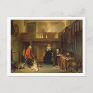 Het betalen van de Band (olie op paneel) Briefkaart