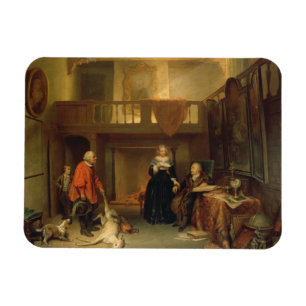 Het betalen van de Band (olie op paneel) Magneet
