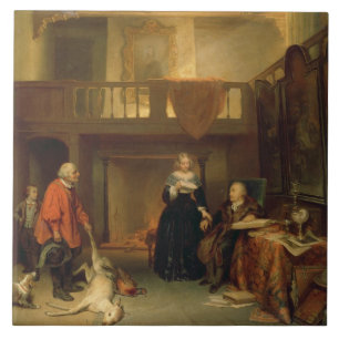 Het betalen van de Band (olie op paneel) Tegeltje