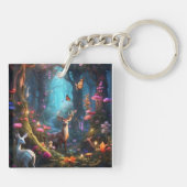 Het betoverde bos een mystieke oase sleutelhanger (Achterkant)