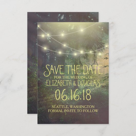 Het betoverde Boshuwelijk bewaart de Datum Save The Date (Voorkant / Achterkant)