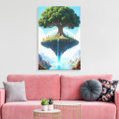 Het betoverde drijvende eiland canvas afdruk (Insitu (Woonkamer))