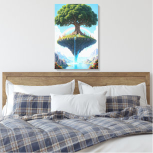 Het betoverde drijvende eiland canvas afdruk
