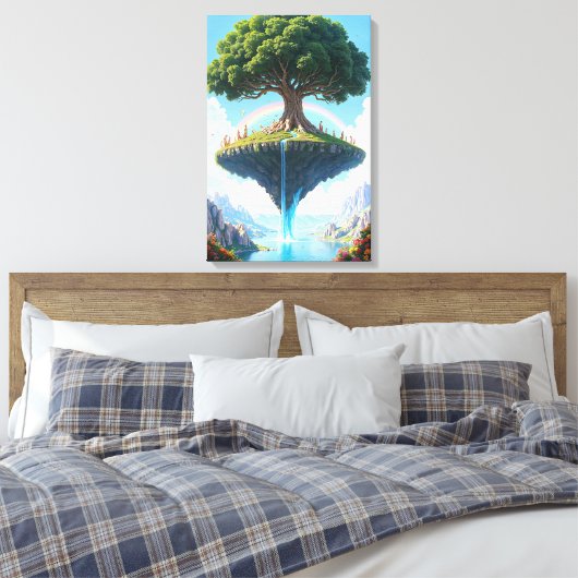 Het betoverde drijvende eiland canvas afdruk (Insitu (Slaapkamer))