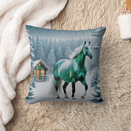 Het betoverde groene paard kussen (Deken)