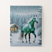Het betoverde groene paard legpuzzel (Verticaal)