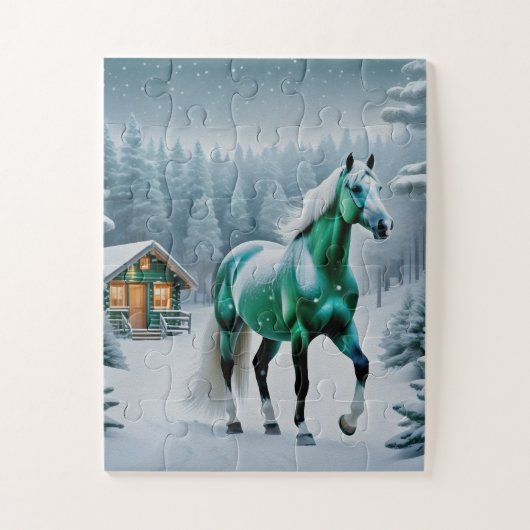Het betoverde groene paard legpuzzel (Verticaal)