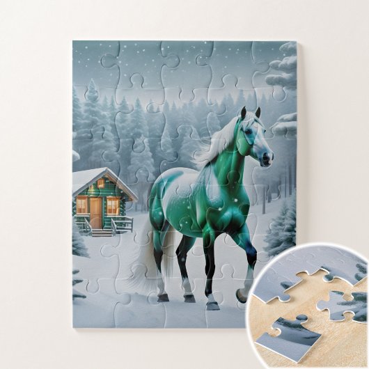 Het betoverde groene paard legpuzzel