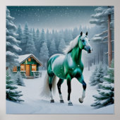 Het betoverde groene paard poster (Voorkant)