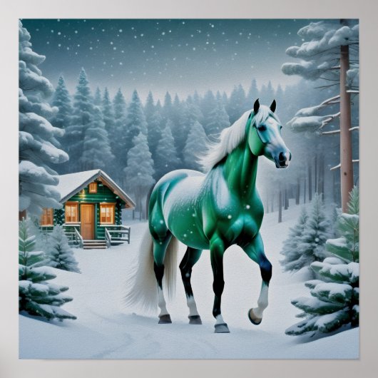 Het betoverde groene paard poster (Voorkant)