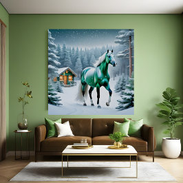 Het betoverde groene paard poster
