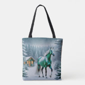 Het betoverde groene paard tote bag (Achterkant)