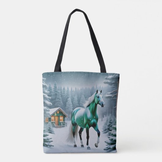 Het betoverde groene paard tote bag (Achterkant)