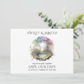 Het betoverde Hout Band Wedding bewaart de Datum Save The Date (Staand voorkant)