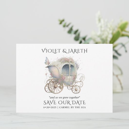 Het betoverde Hout Band Wedding bewaart de Datum Save The Date (Staand voorkant)