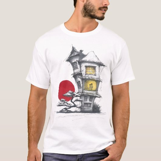 Het betoverde huis onder de rode maan t-shirt (Voorkant)
