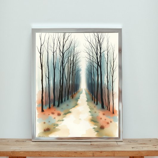 Het betoverde winterbospad poster