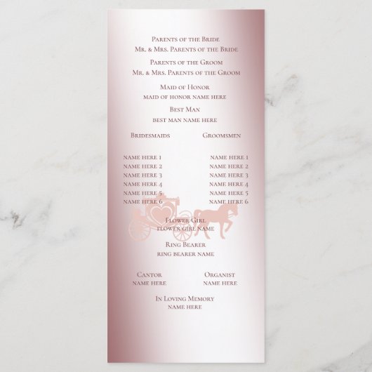 Het betoverende Fairy Tale Castle Wedding Programm Programmakaart (Achterkant)