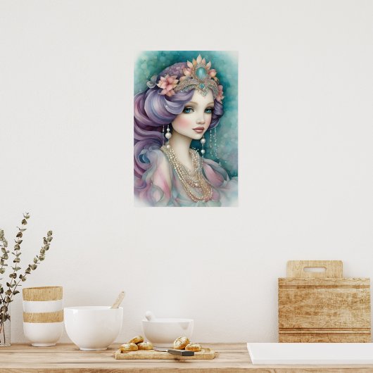 Het betoverende Paarse zeemeermin Poster (Keuken)