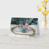 Het betoverende Wenskaart van het parfumFlessen Kaart (Gele Bloem)