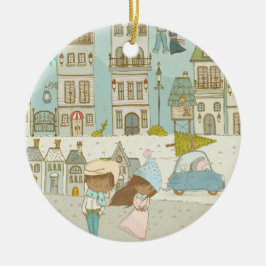 Het betoverende winterlandschap keramisch ornament